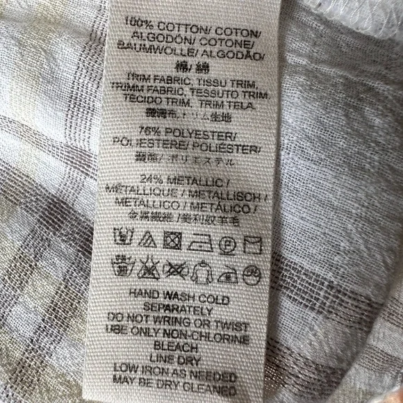 FREE PEOPLE Cutie Plaid Button Down Shirt Top Blouse Dolman Sleeves Ivory SM - Picture 13 of 16